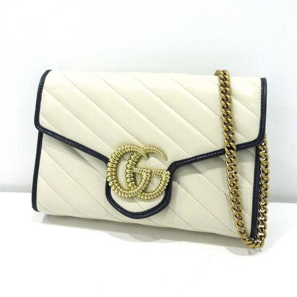 Gucci GG Marmont Chain Wallet Shoulder Bag Ivory - Picture 1 of 7